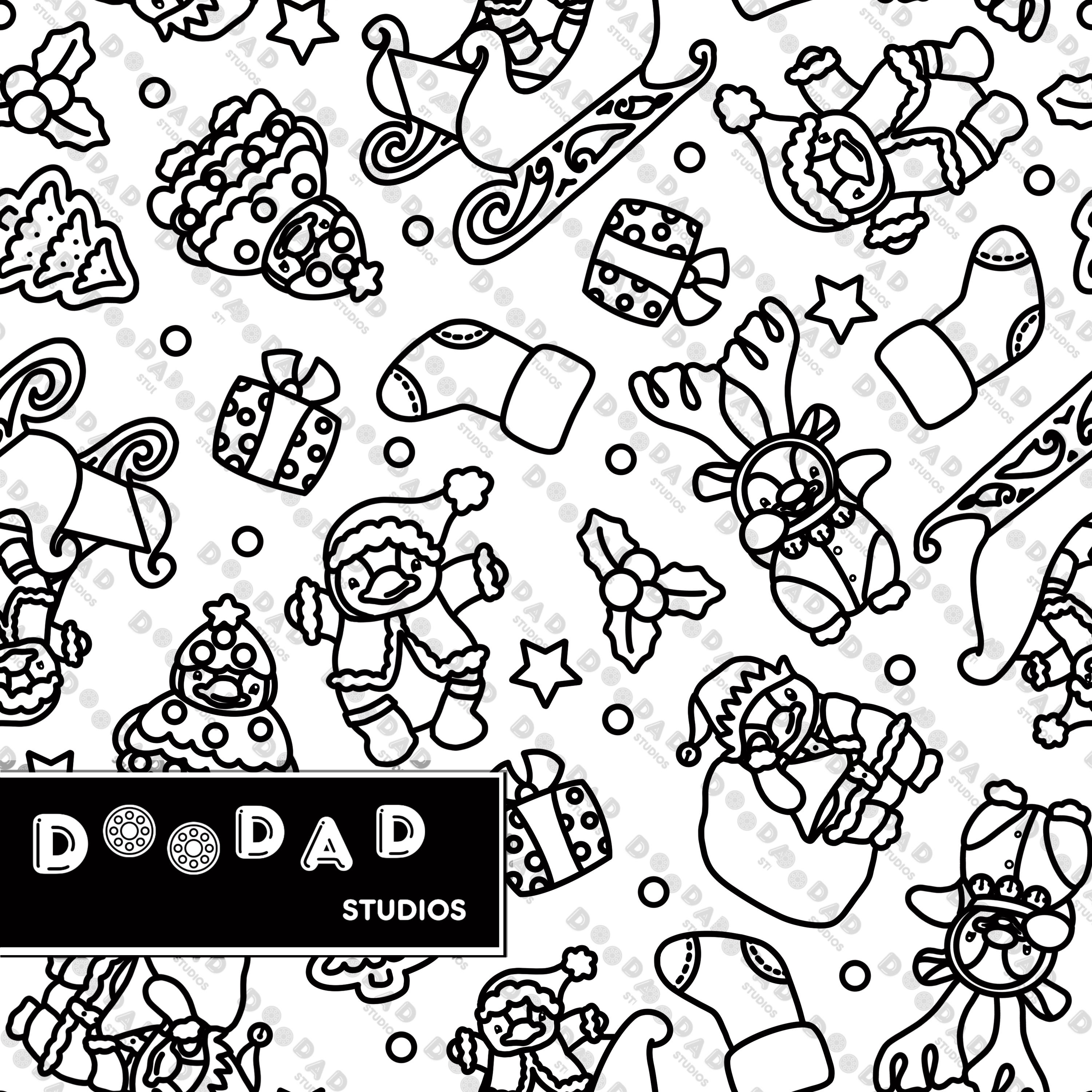 Puddle Penguin™ Christmas ColourMe | Digital Seamless Pattern |Instant Download