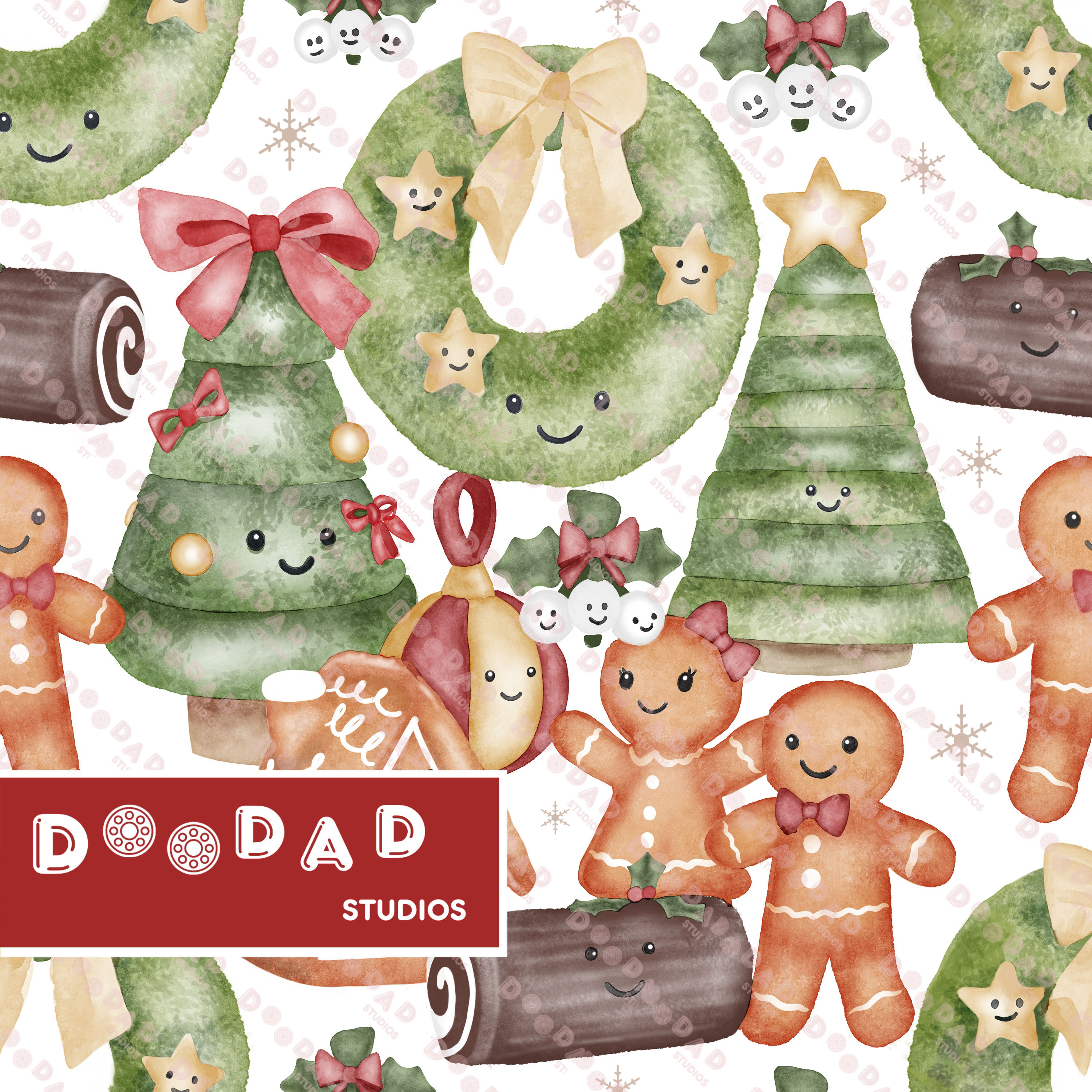 PREORDER | Watercolour Christmas Plushies - Cotton Lycra