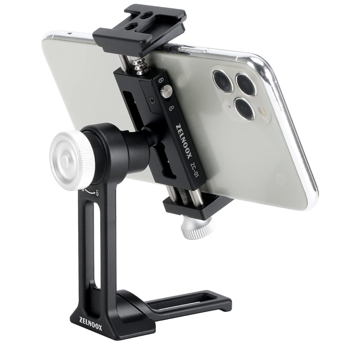 Metal Cell Phone Tripod Mount Phone Tripod Adapter with 2 Clod Shoe Interface 36