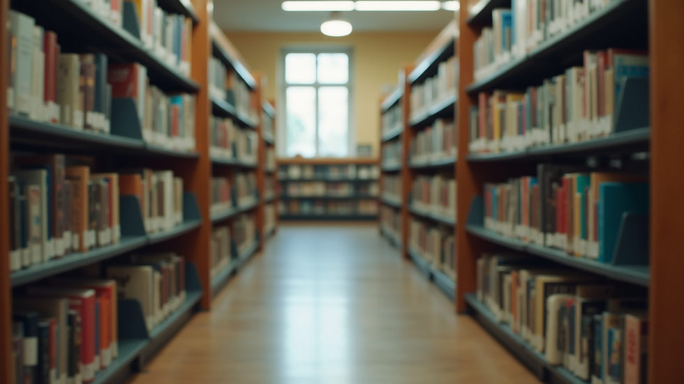 Eye-level view of a community library filled with books