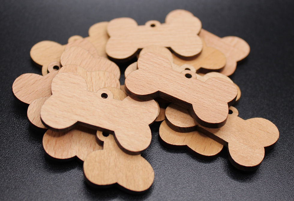 Bone Shape Wooden Tags