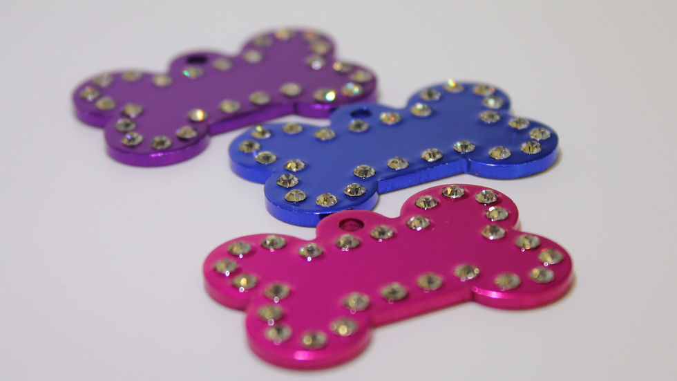 Metal Bling Bone ID Tags