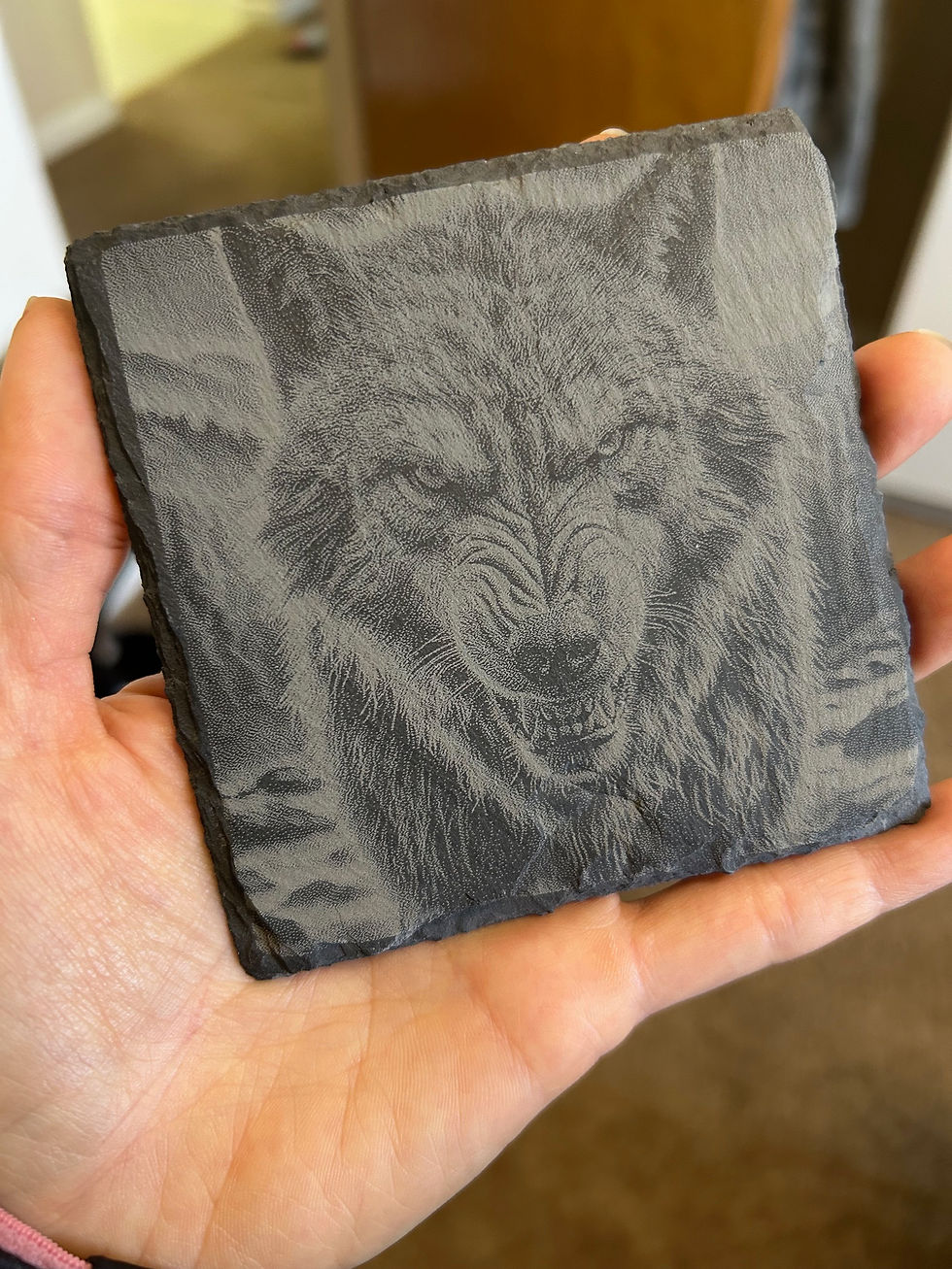 Realistic wolf on slate