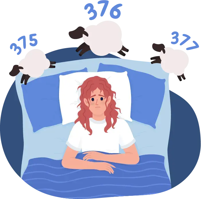 Woman with insomnia in bed 2D vector isolated.webp
