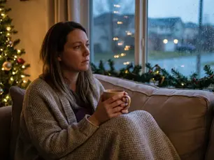 A woman suffering from depression on Christmas Day