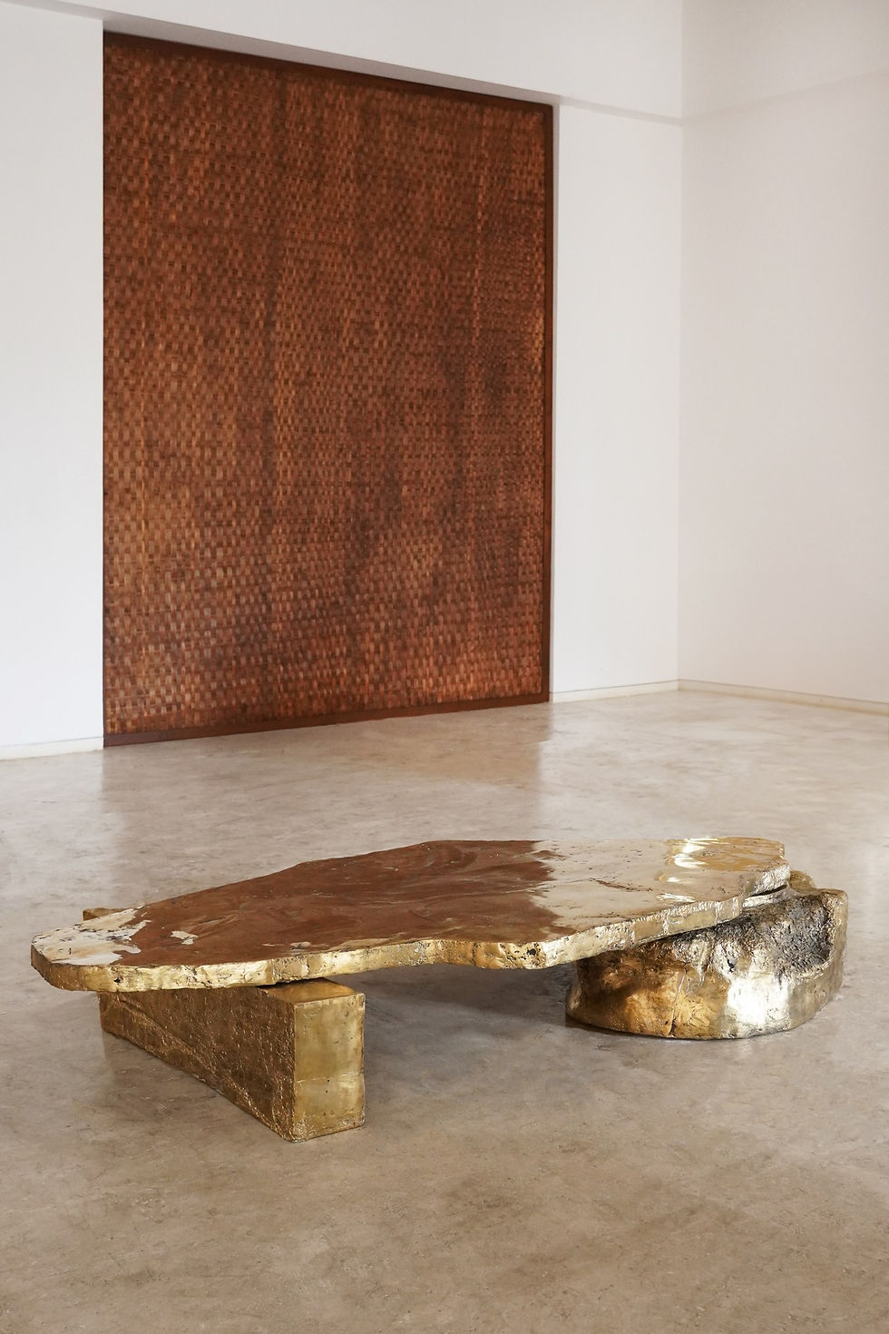 Frederic Imbert Waxed Coffee Table brass organic form AEQUO Gallery Mumbai