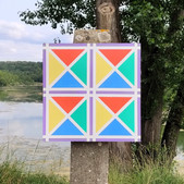 Carrés sur l'Axe 2023, oeuvre originale dans l'espace public à Samoreau