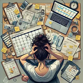 DALL·E 2025-02-13 00.03.49 - A bird's-eye view of a cluttered desk or kitchen table, fille