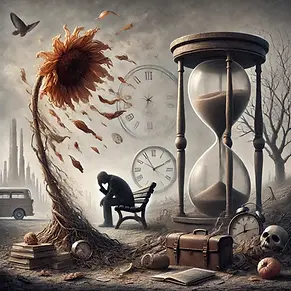 DALL·E 2025-02-13 00.09.17 - A surreal, layered composition symbolizing life decaying over