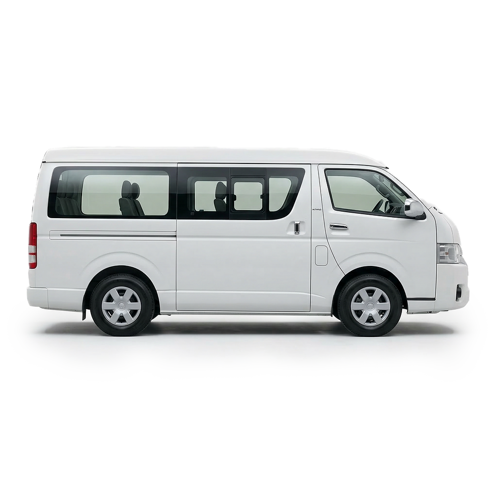 White Toyota Quantum Bus
