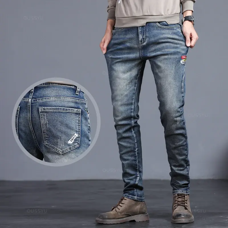 Thumbnail: Men’s Stretch Skinny Slim Fit Denim Jeans Casual Streetwear Pants