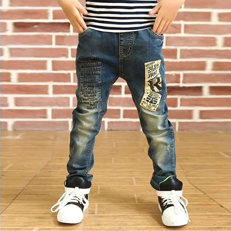 IENENS 5-13y Boys Slim Straight Denim Casual Trousers