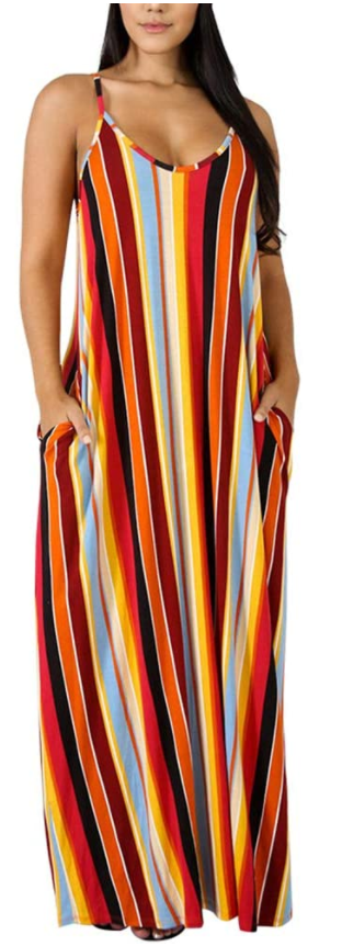 Thumbnail: Womens Summer Suspender Maxi Dress W/ Pockets