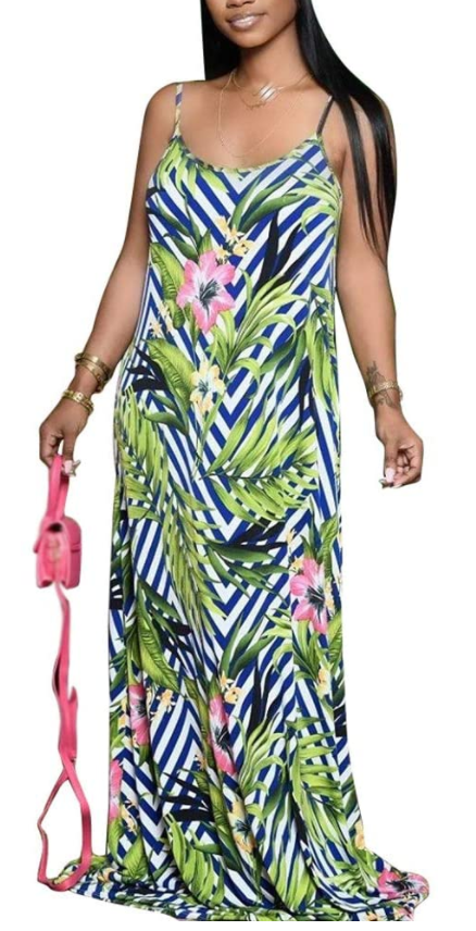 Thumbnail: Womens Summer Suspender Maxi Dress W/ Pockets