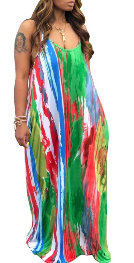 Thumbnail: Womens Summer Suspender Maxi Dress W/ Pockets