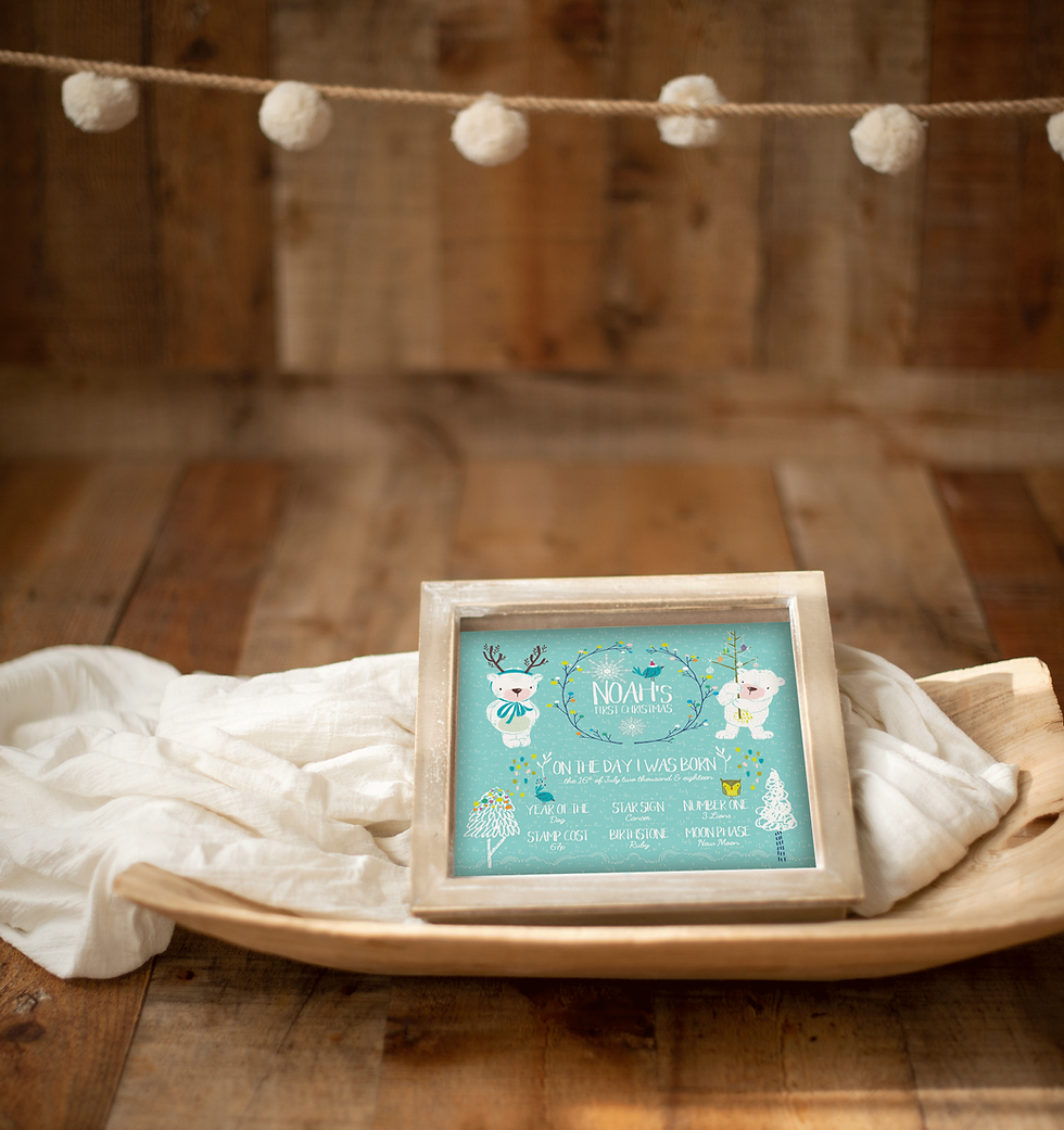 Thumbnail: Personalised Framed 9x9" Baby Girl First Christmas Framed Picture