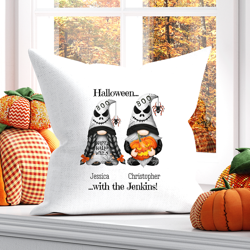 Thumbnail: Personalised Family Halloween Gnomes / Gonks Cushion