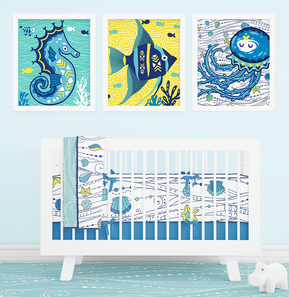 Thumbnail: Ocean Life / Nautical Nursery Prints Set