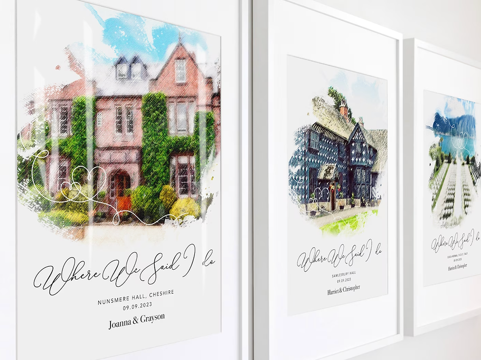Thumbnail: Personalised WATERCOLOUR / PASTELS Wedding Venue Print