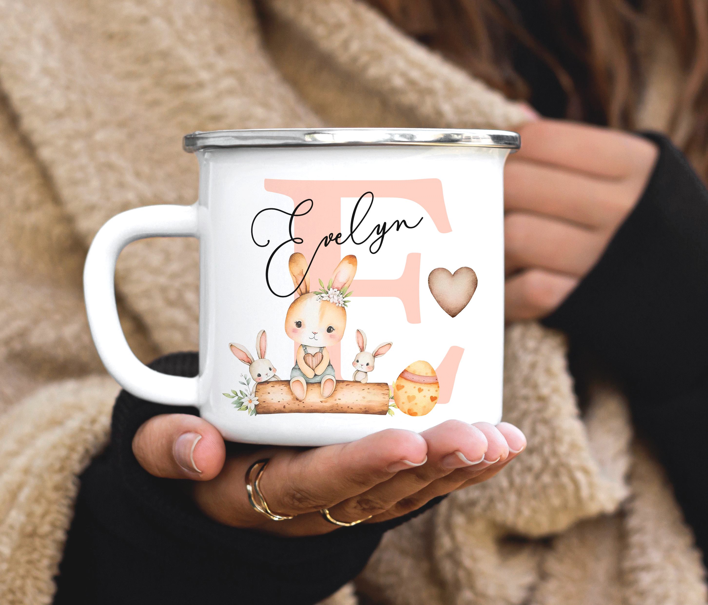 Personalised Easter Bunny Enamel Mug