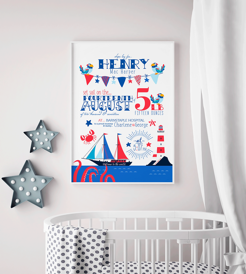 Thumbnail: Nautical Birth Print