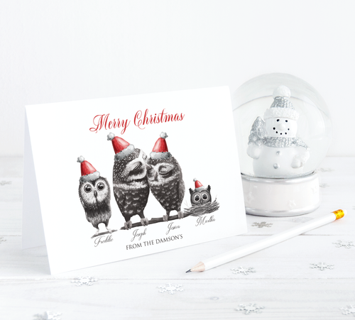 Merry Christmas Card With Place For Text And Watercolor Owl. Minimal Holiday Design With White Background 68910945 Vector Art At - View #6