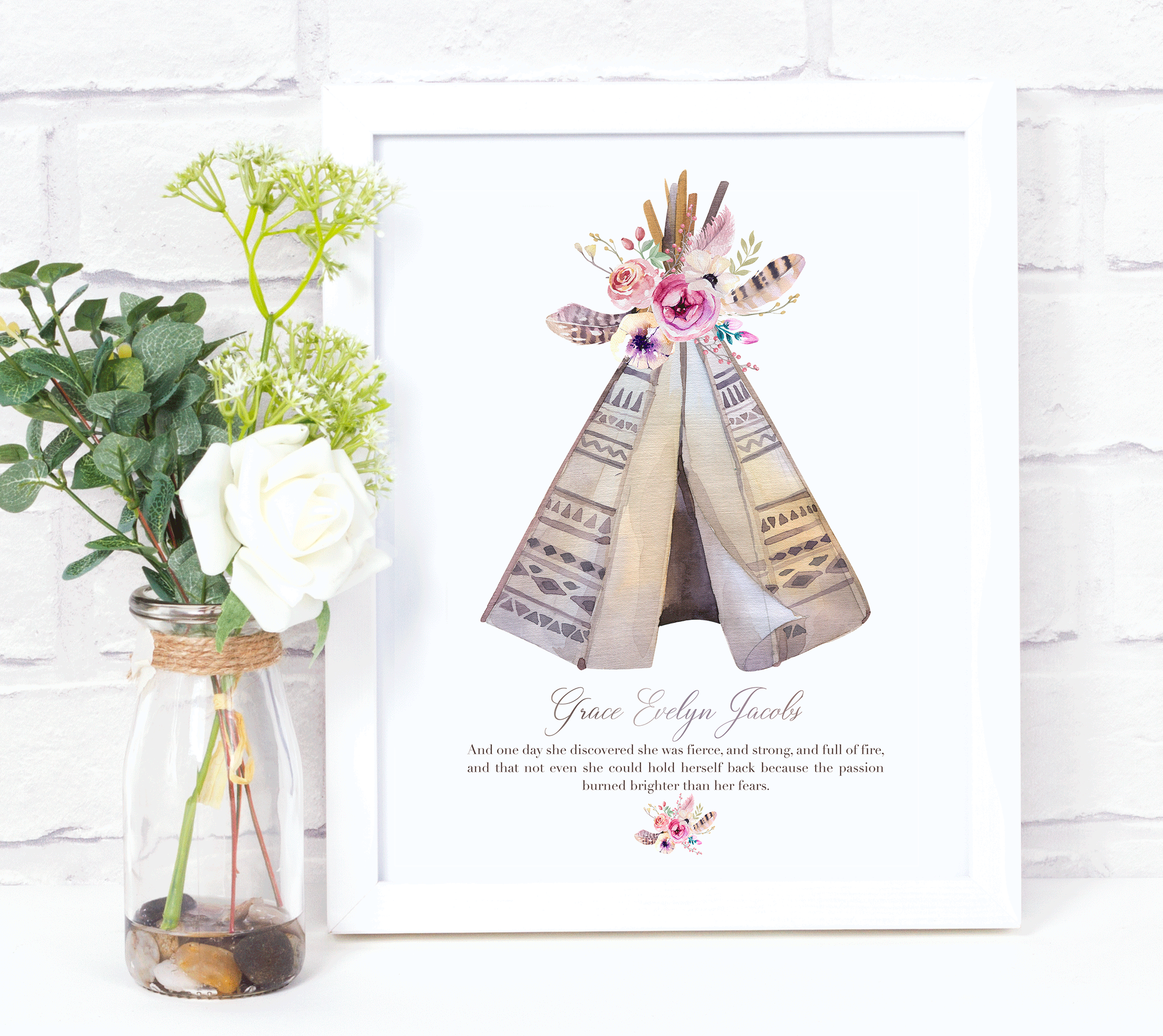 "She is Fierce" Boho Nursery Print