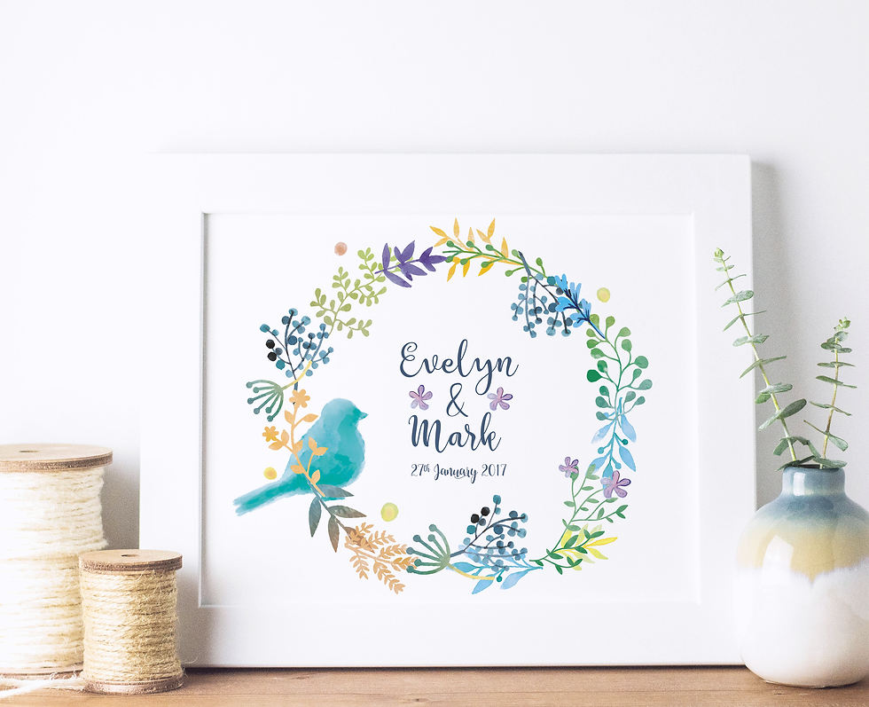 Thumbnail: Watercolour Floral Wedding/Couples Print