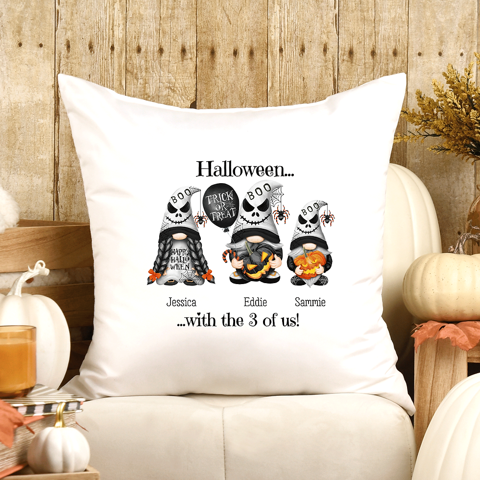 Thumbnail: Personalised Family Halloween Gnomes / Gonks Cushion