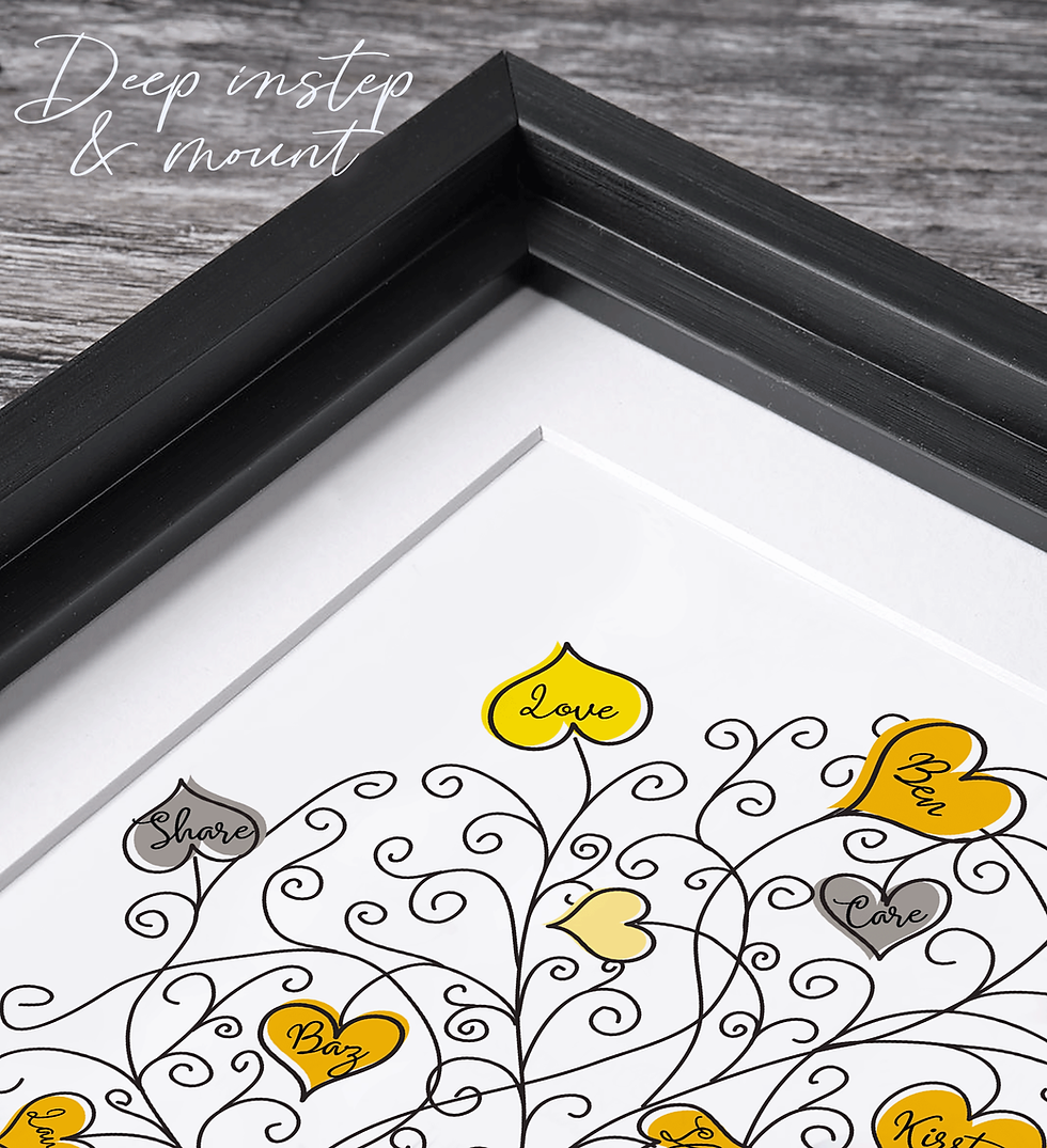 Thumbnail: Personalised Illustrated Hearts Family Tree Print - Mustard & Grey