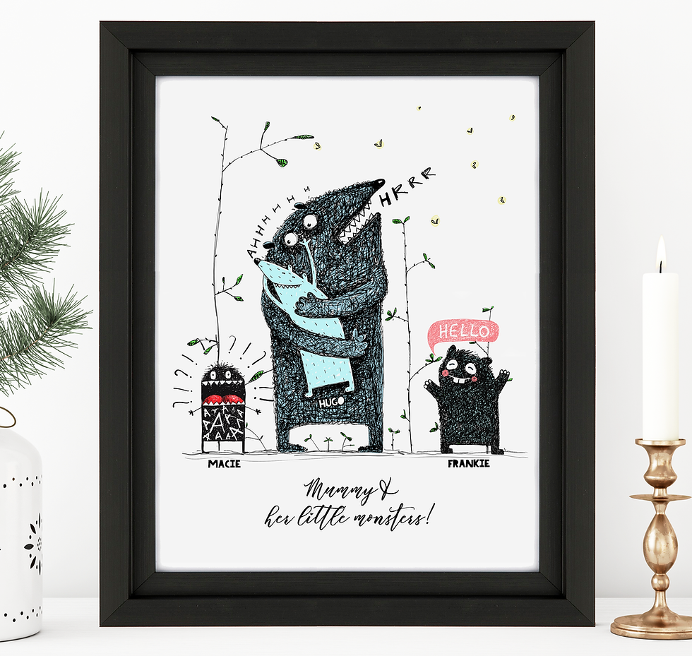 Thumbnail: "Mummy's Little Monsters" - Personalised Mummy Gift Picture (From 3 Children)