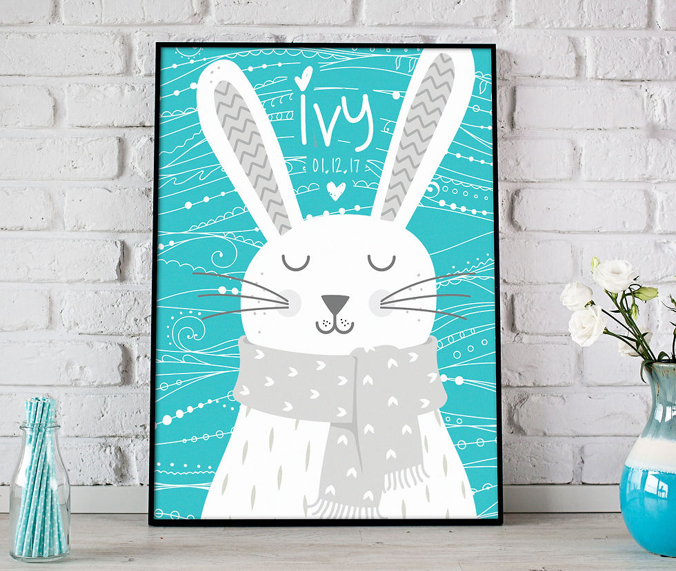 Thumbnail: "Woodland Critters" - Rabbit Name Print