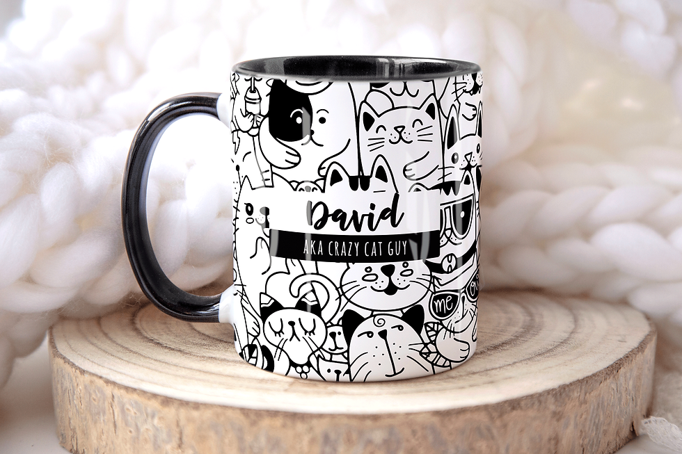 Thumbnail: "Crazy Cat Guy" Illustrated Mug - Cat Lover Gift