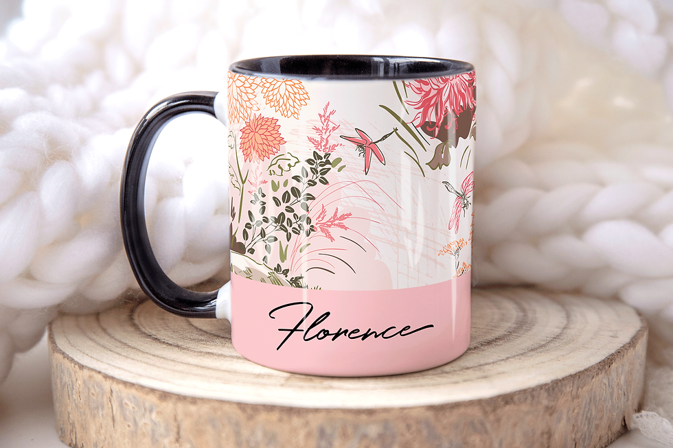 Thumbnail: PINK Personalised DRAGONFLY Name Mug