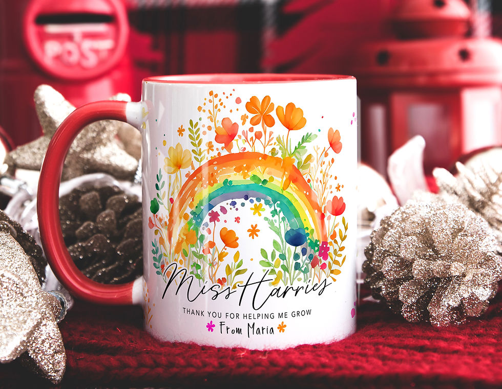 Thumbnail: Personalised Flower Rainbow Teacher Appreciation Mug