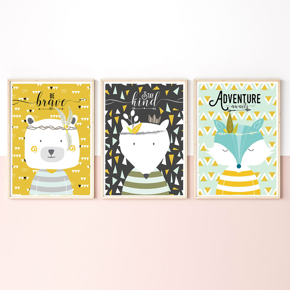 Thumbnail: Scandi Nursery Wall Art Print Set (set of 3)