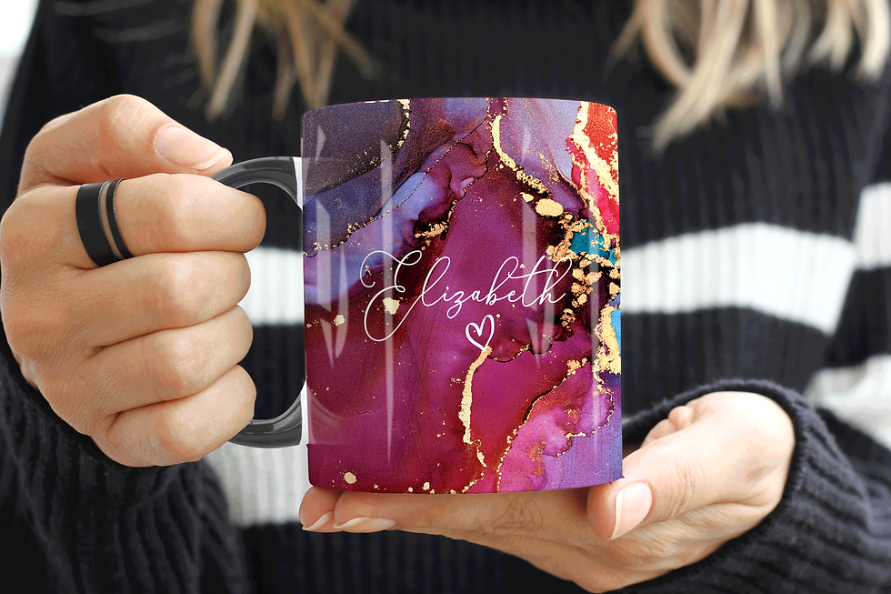 Thumbnail: Personalised Purple & Gold Marble Effect Mug