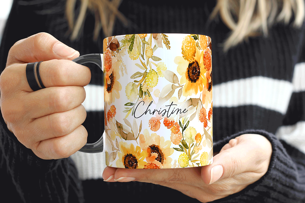Thumbnail: Personalised Sunflowers Name Mug