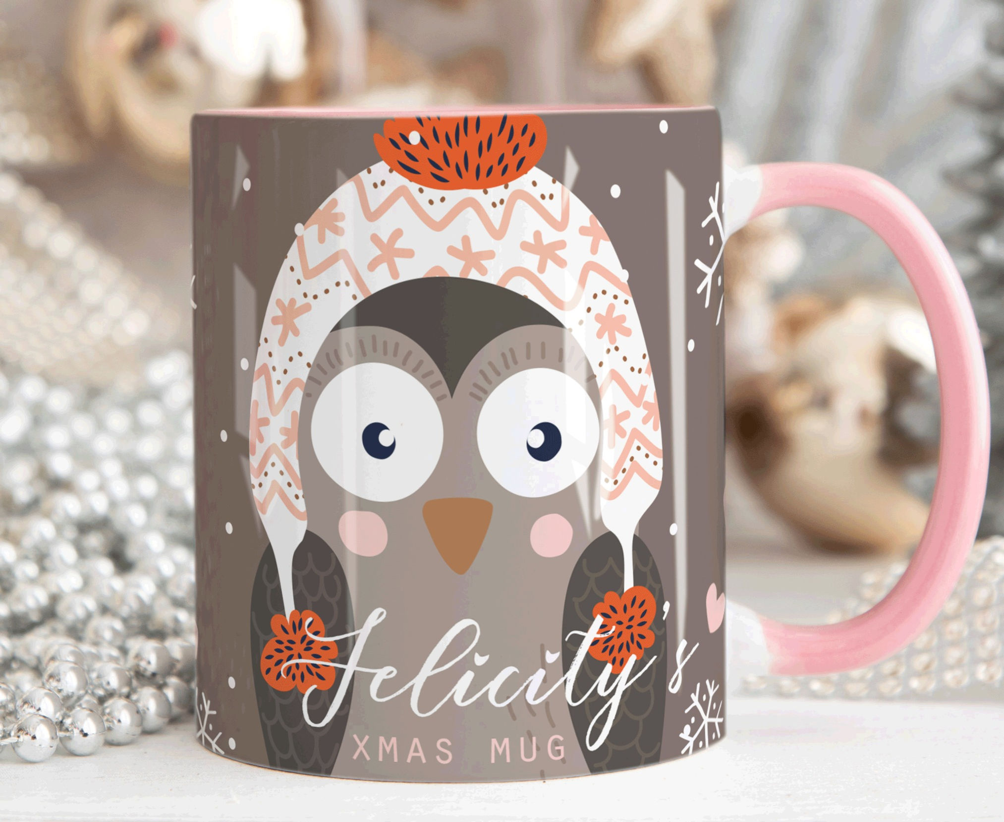 Personalised WINTER OWL Christmas Mug