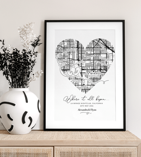 'Where It All Began' Personalised Map Couples/Anniversary Gift | The ...