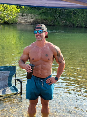 Shirtless on the water