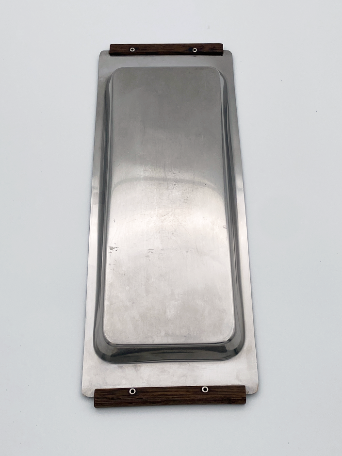 Miniature : Petit plat inox et teck