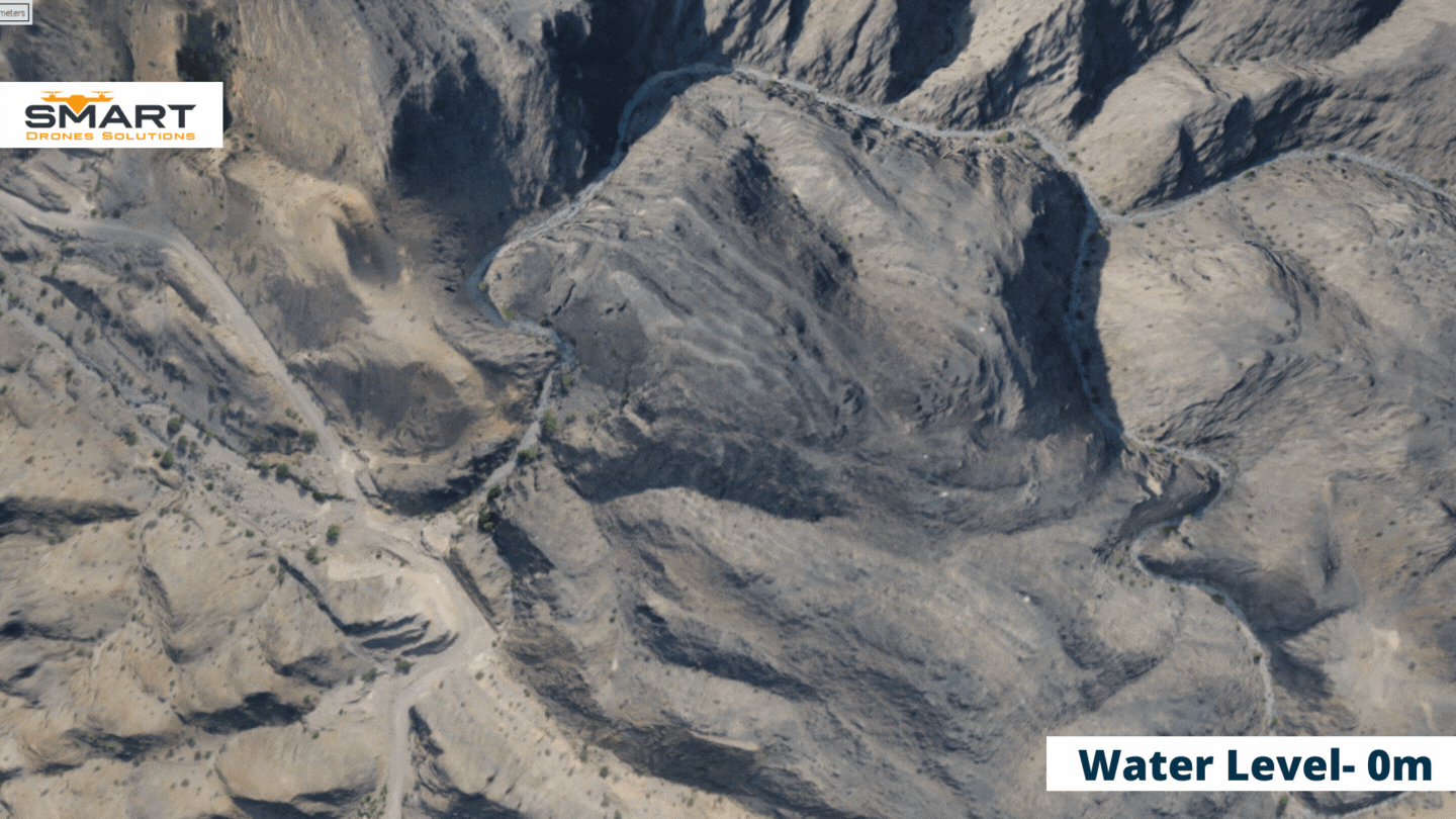 Water level simulation using drone techniology