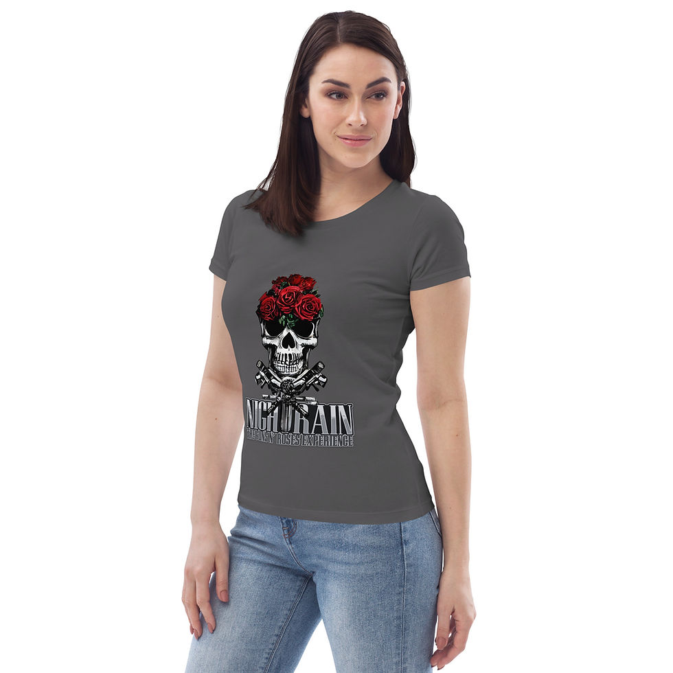 Thumbnail: Silver Skull and Roses Women's fitted eco tee 
