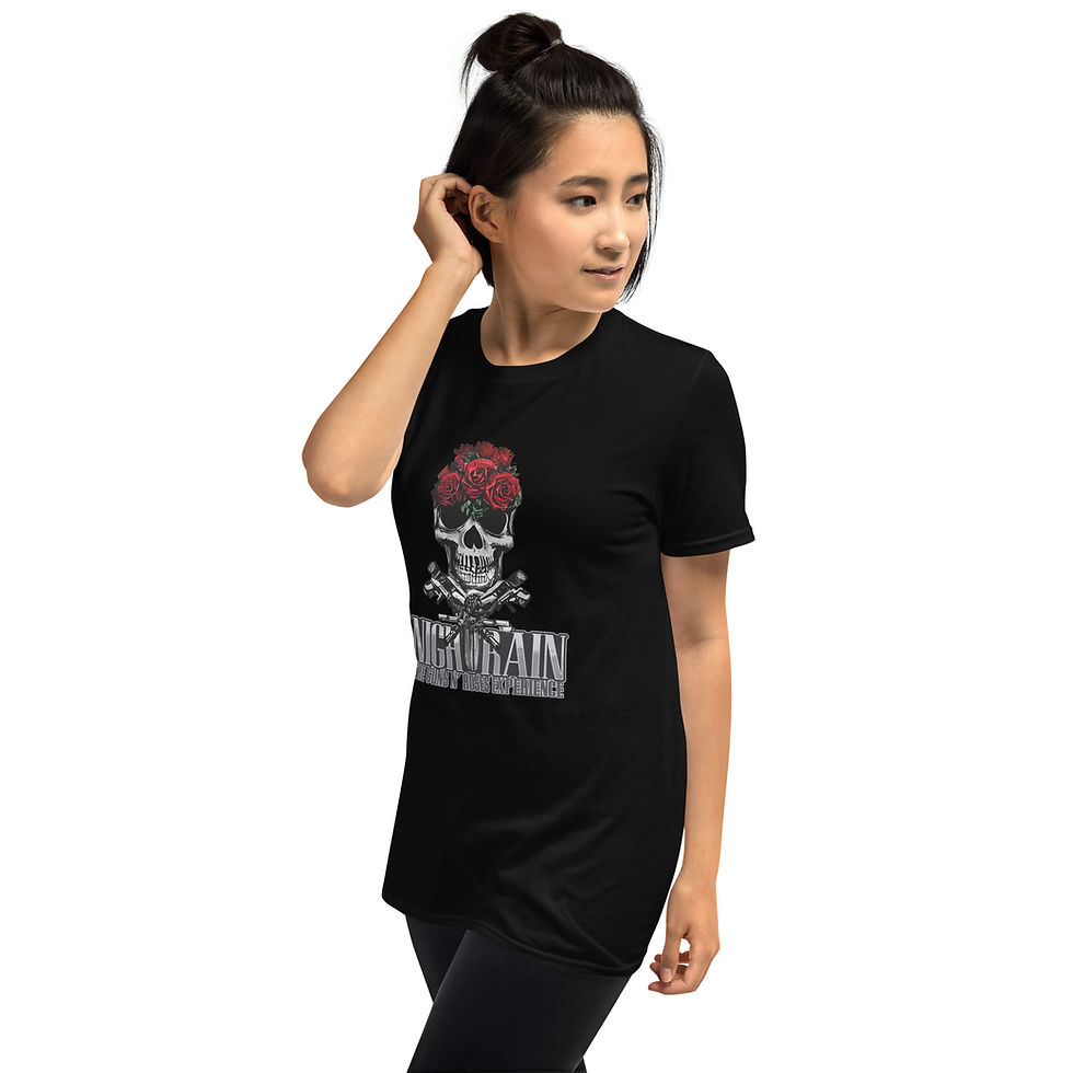 Thumbnail: Silver Skull and Roses Short-Sleeve Unisex T-Shirt