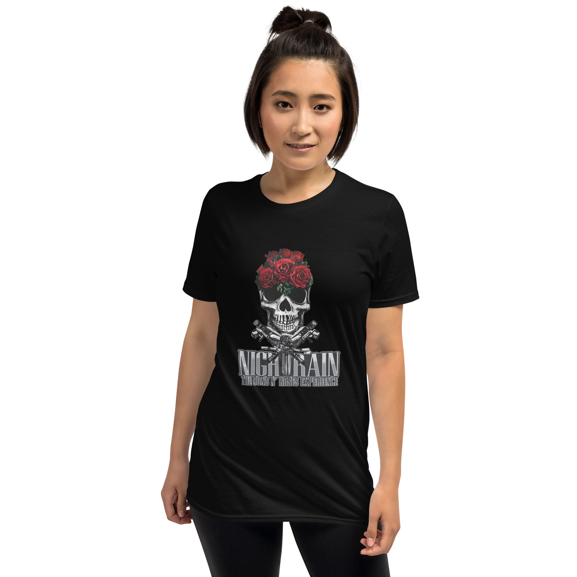 Silver Skull and Roses Short-Sleeve Unisex T-Shirt