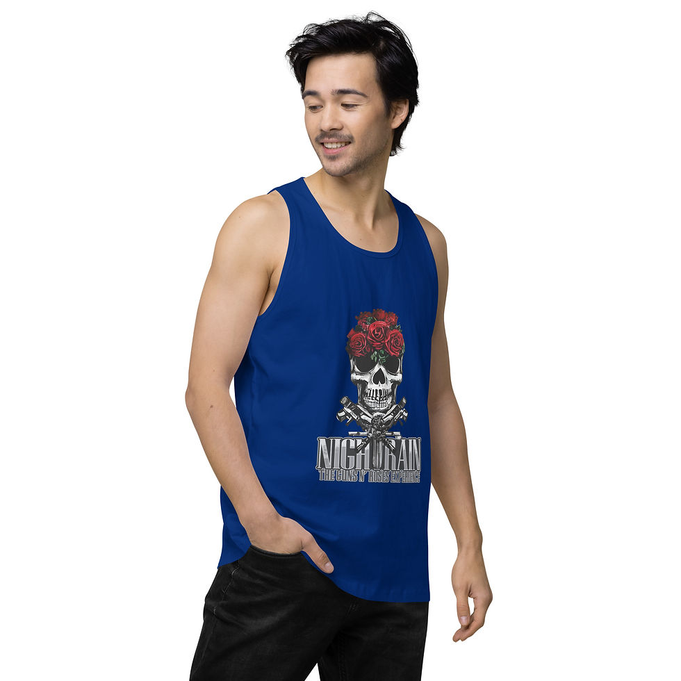 Thumbnail: Silver Skull and Roses Men’s premium tank top