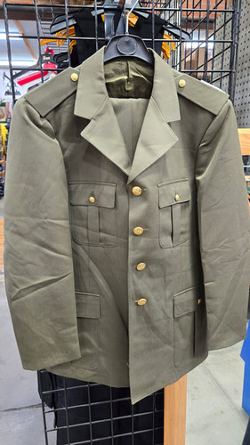 slim fit dress slacks U.S. Army Department of Defense Officer's Green Polyester Class A Serv –  GRANDPOPSARMYNAVY main image 1