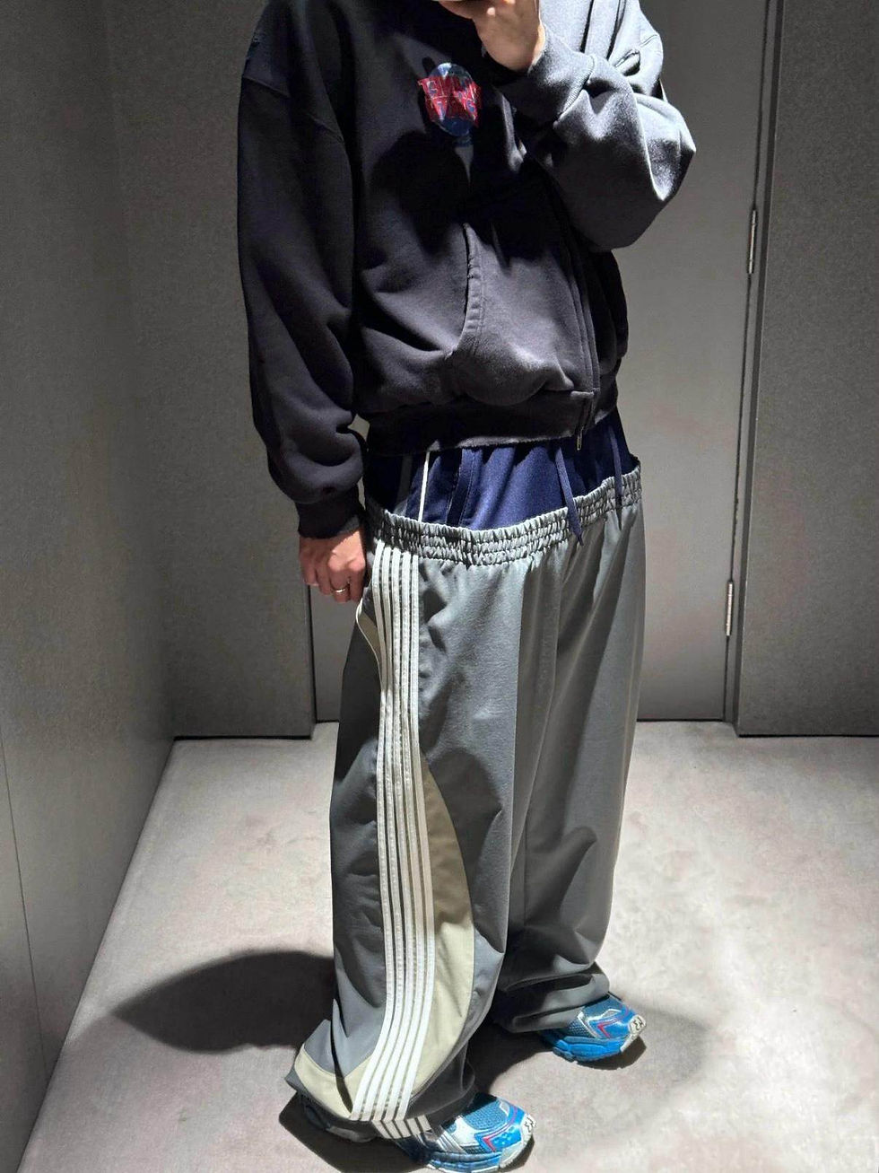 Thumbnail: Double-Waist Striped Nylon Sweatpants