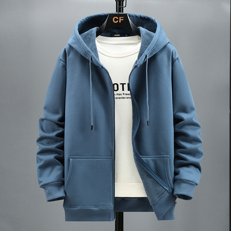 Thumbnail: Fleece Lined Hooded Cardigan for Men